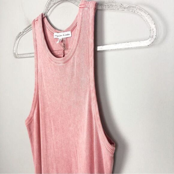 YOUNG FABULOUS & BROKE | NEW Robbie Ribbed Pink Midi Tank Dress Women’s Size S - Picture 2 of 9